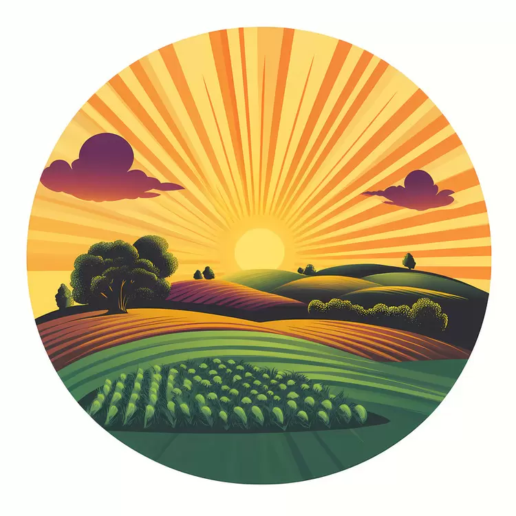 Sunrise Over Fields