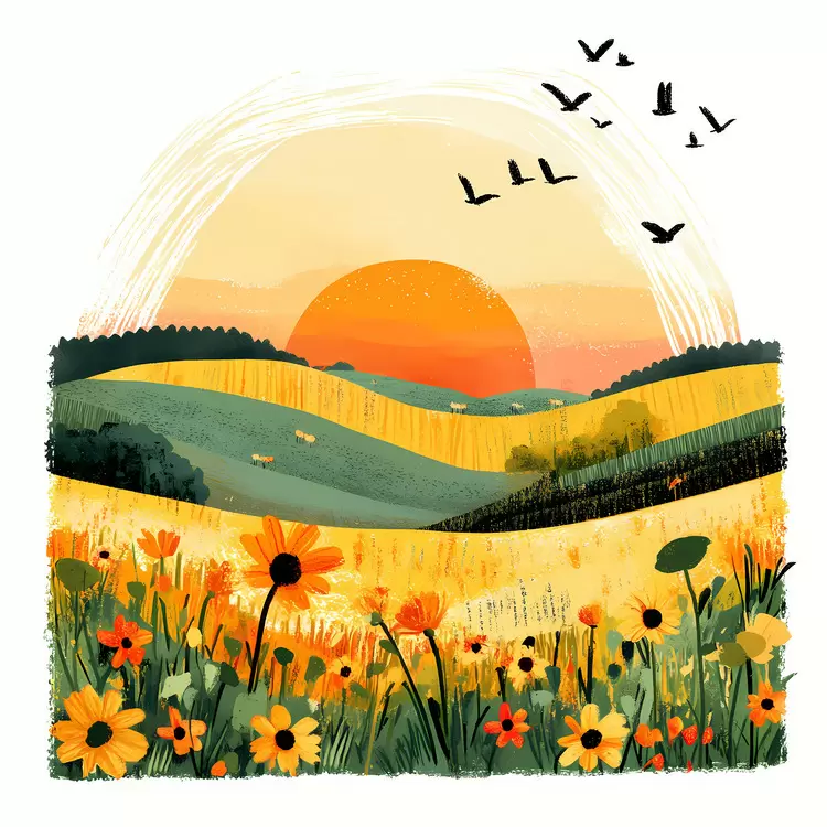 Sunrise Over Fields