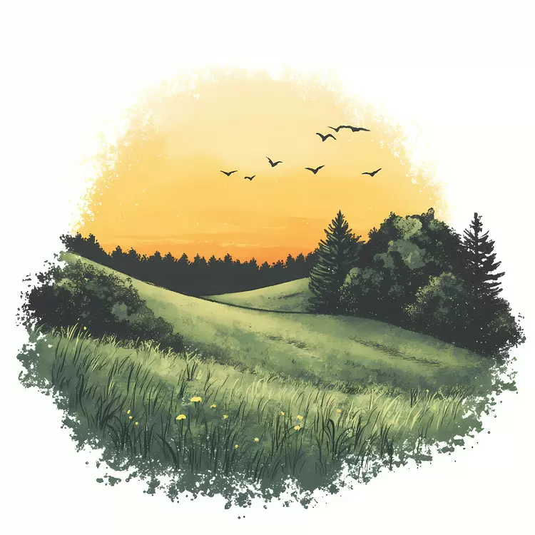 Sunrise Over Fields
