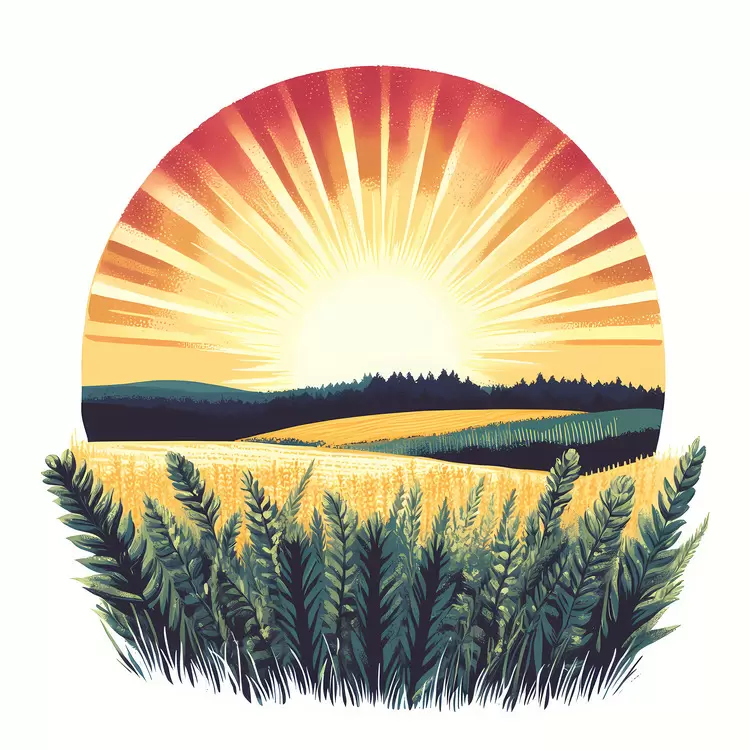 Sunrise Over Fields
