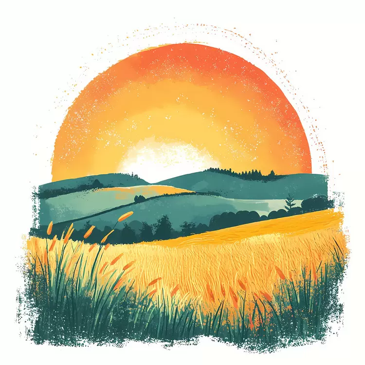 Sunrise Over Fields