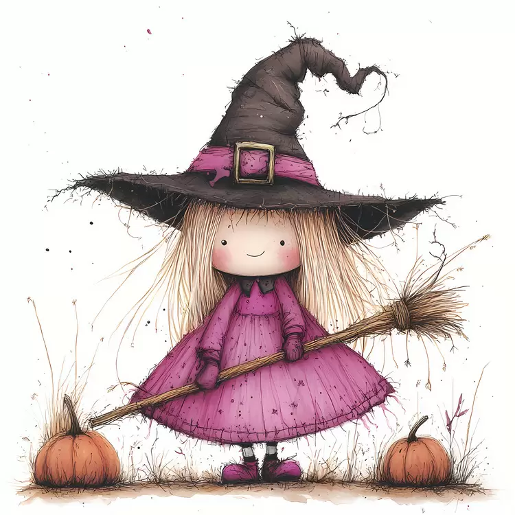 Pink Halloween witch