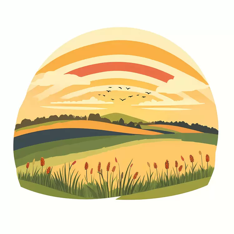 Sunrise Over Fields