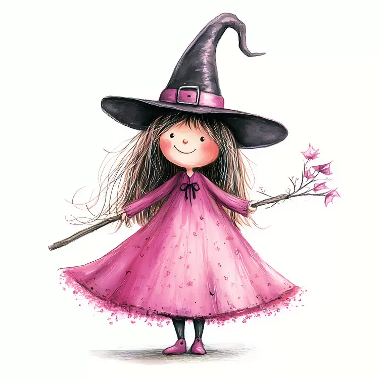 Pink Halloween witch