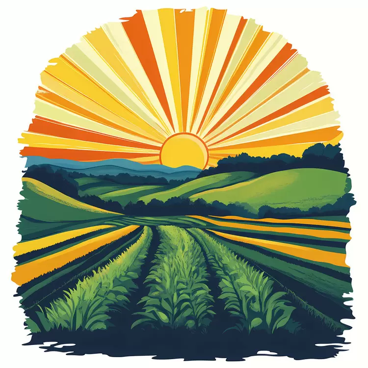 Sunrise Over Fields