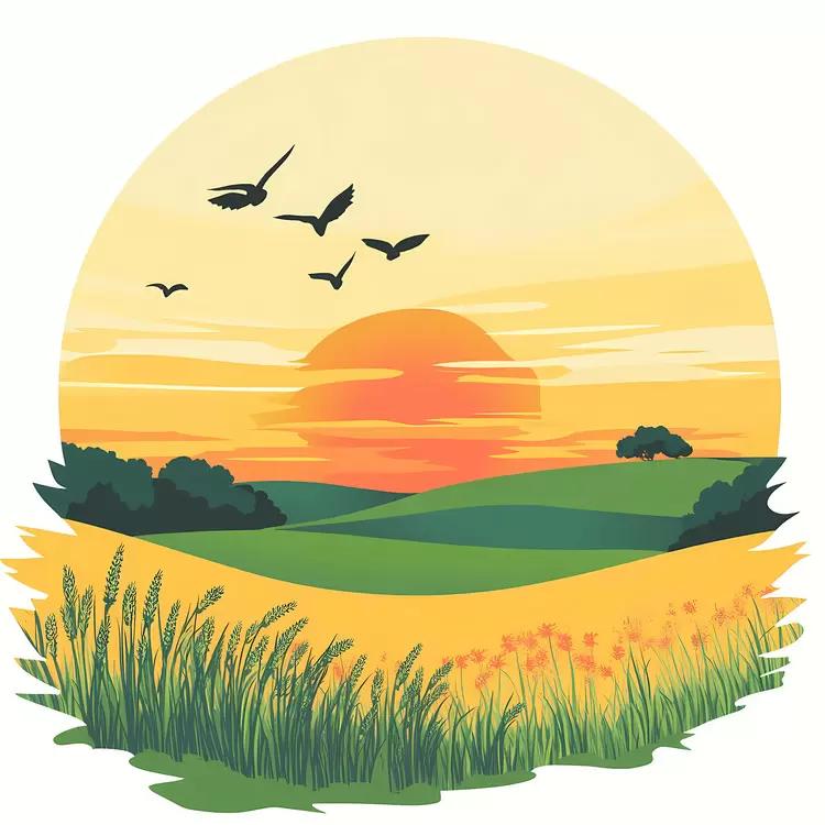 Sunrise Over Fields