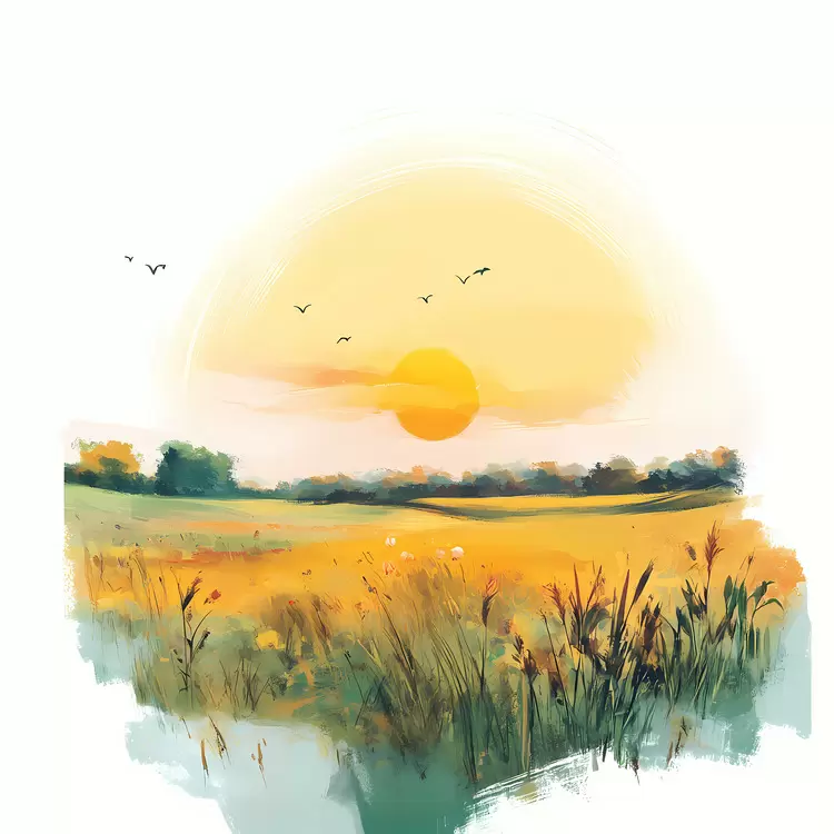 Sunrise Over Fields