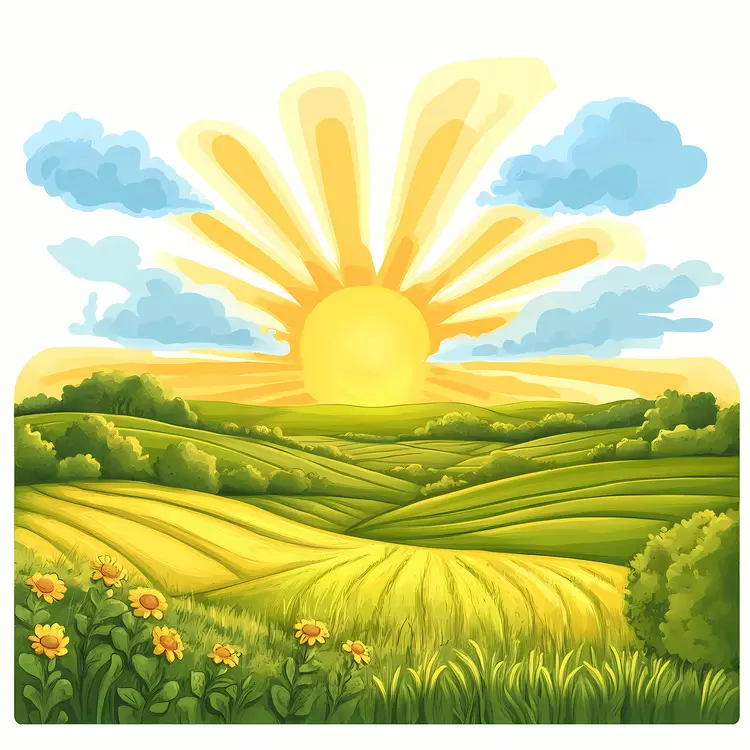 Sunrise Over Fields