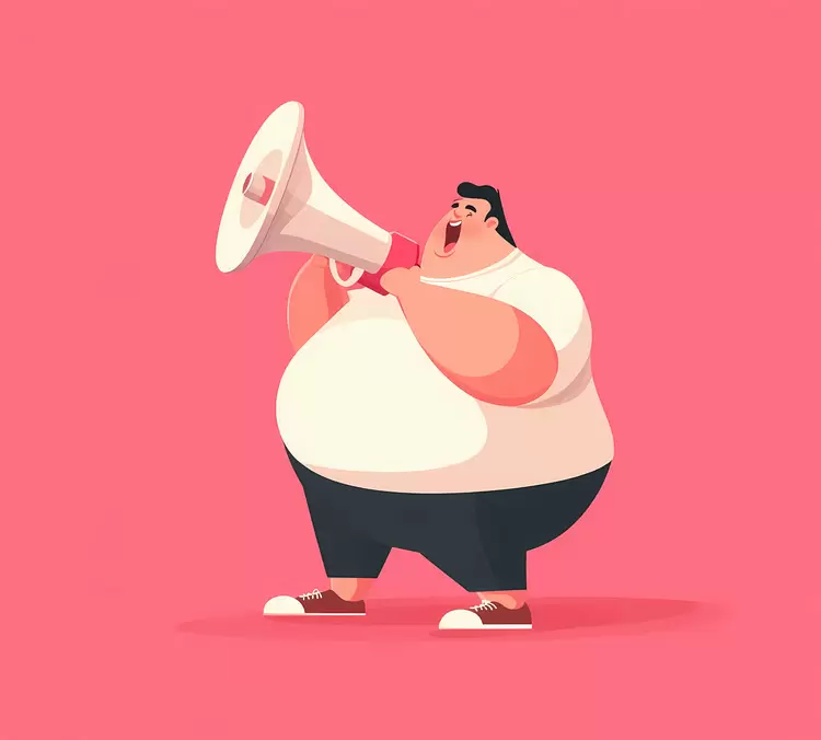 fat guy overweight megaphone
