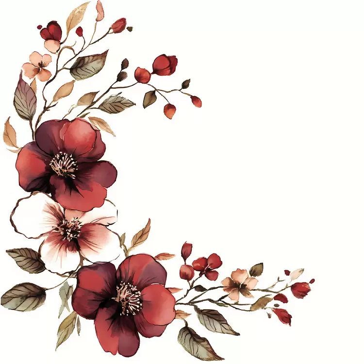 maroon floral corner