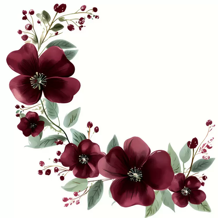 maroon floral corner