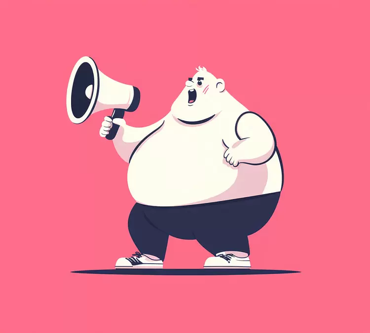 fat guy megaphone overweight