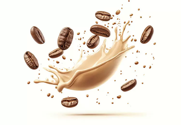 coffee beans splash