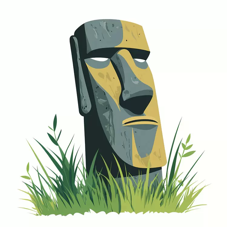 Moai cartoon stone sculpture