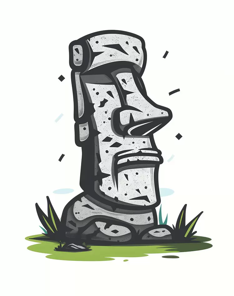 cartoon stone sculpture Moai