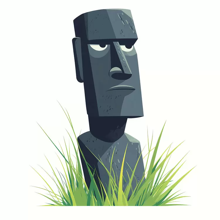 cartoon stone sculpture Moai