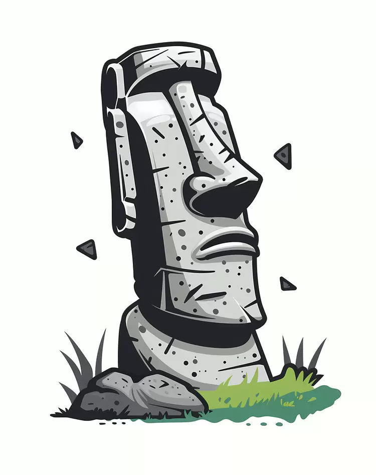Moai cartoon stone sculpture
