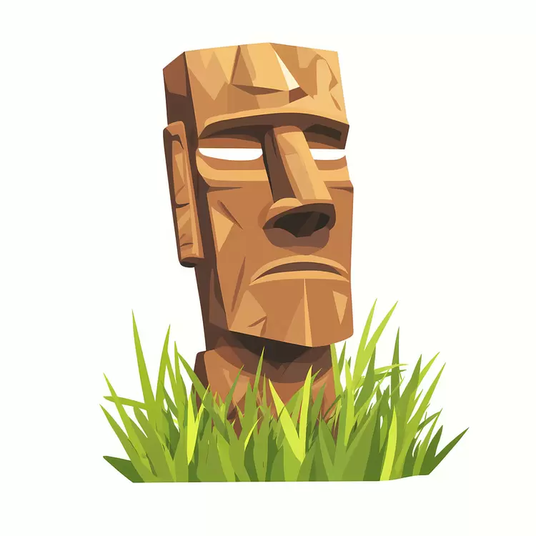 Moai cartoon stone sculpture