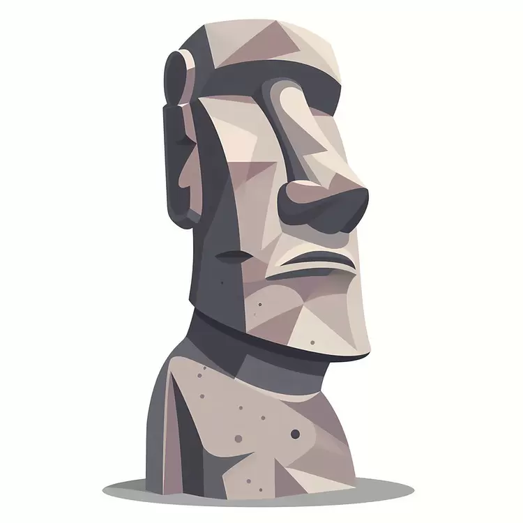 cartoon stone sculpture Moai