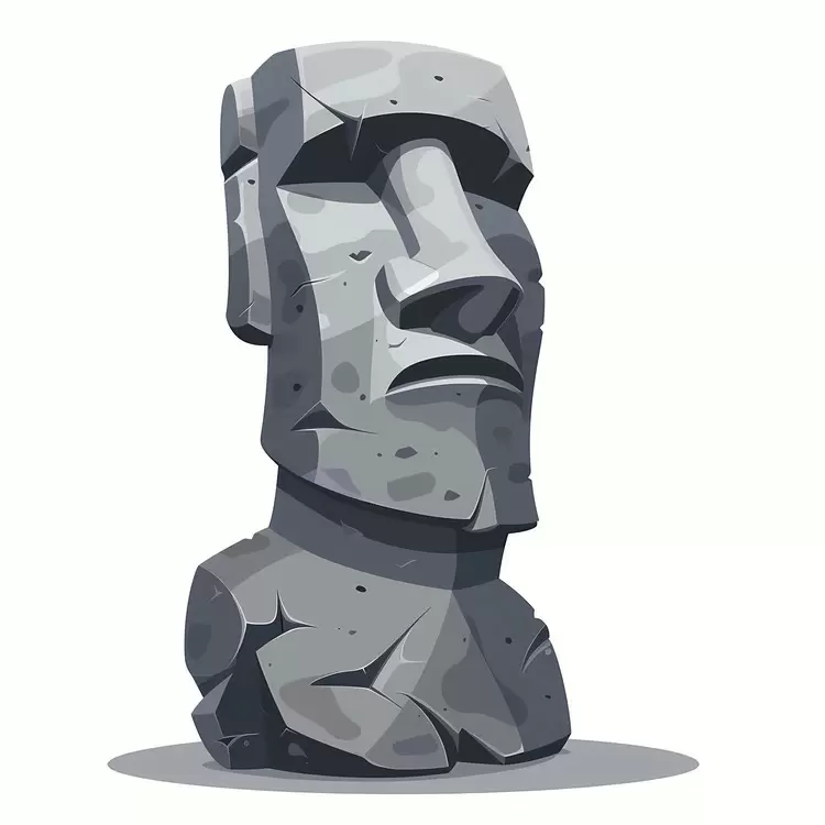Moai cartoon stone sculpture