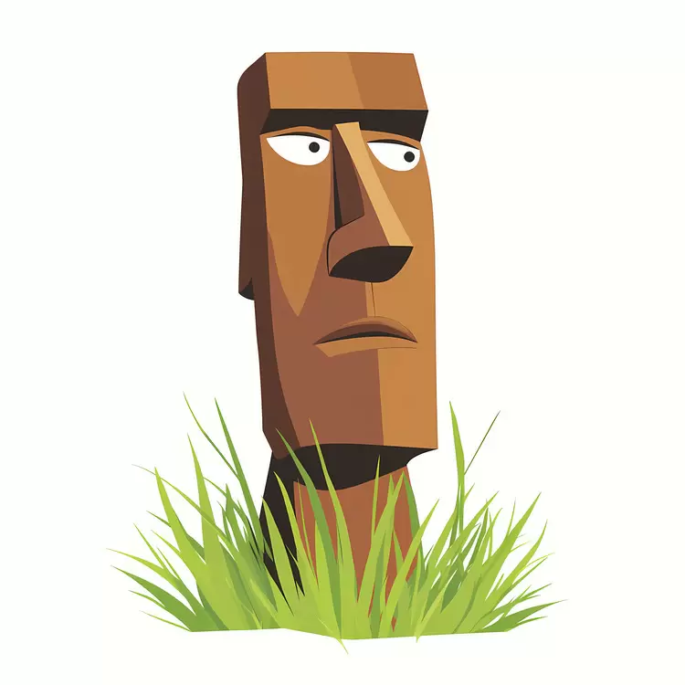 cartoon stone sculpture Moai