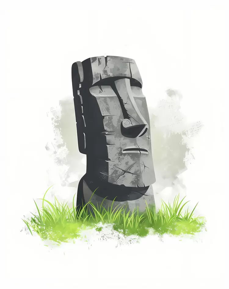 Moai cartoon stone sculpture